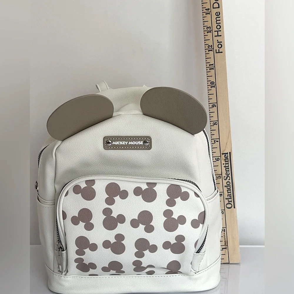 Adorable Khaki and Cream Mickey Mouse Backpack with Iconic Ears.  New with Tags. - Picture 10 of 14